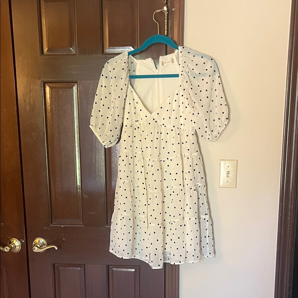 Altar'd State White Dress with Black Dots